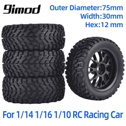 HSP Wltoys 용 4Pcs 75mm 버기 타이어 휠 12mm Hex Universal Rally 등산 자동차 오프로드 144001   1:10/1:14/1:16 RC 레이싱 카