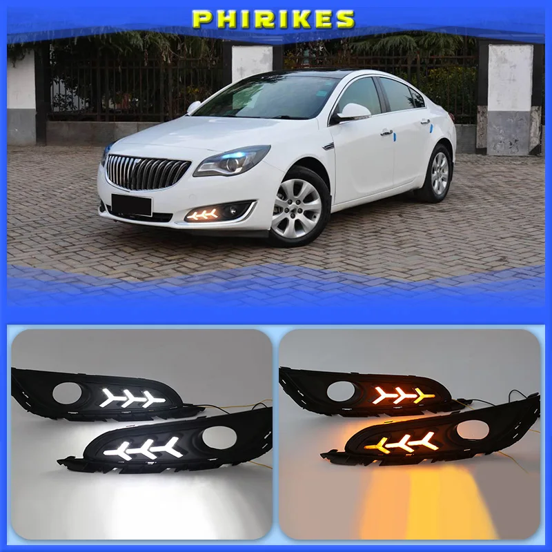 

1 Pair LED DRL Daytime Running Lights Daylight With Turn Signal and Night Blue Lamp For Buick Opel Regal Insignia 2013 2014 2015