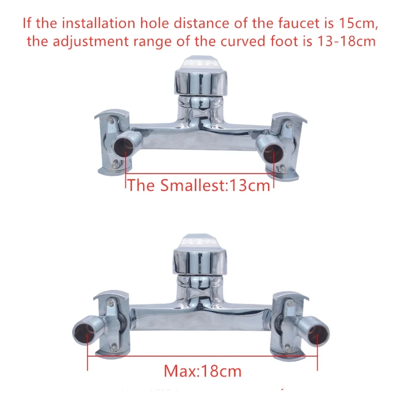 2Sets Faucet Base Brass Universal Curved Foot Eccentric Lengthened Variable Diameter Tap Accessories Shower Vonversion 1/2’-3/4’