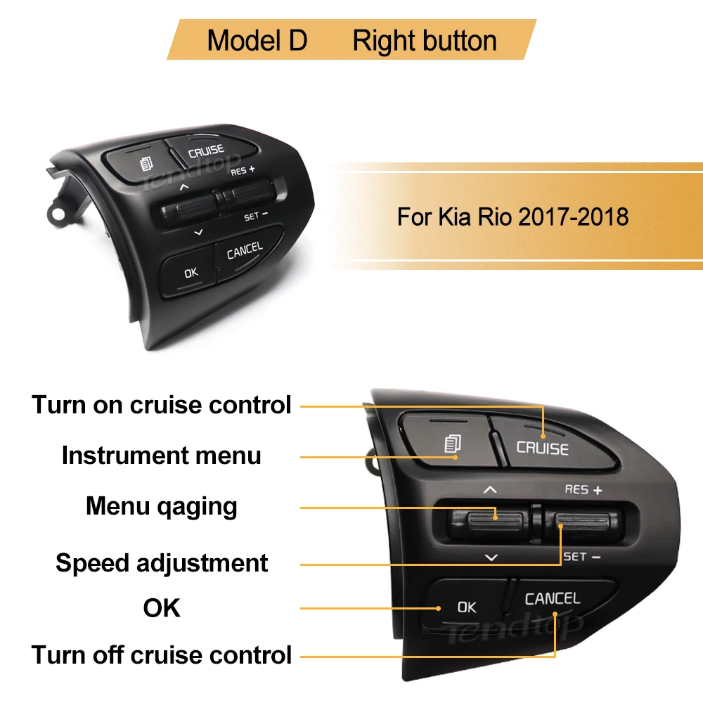 Multifunctional Steering Wheel Buttons For Kia RIO 2018-2021 X-LINE K2 RIO 4 Cruise Control Remote Volume Bluetooth Car Switches