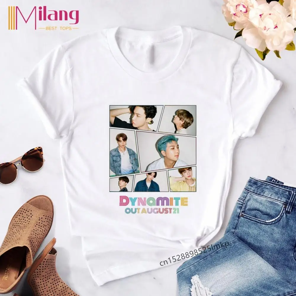 Fashion New print T-shirt Kpop Korean style short sleeve cute Korean casual hip-hop short sleeve Harajuku Tops