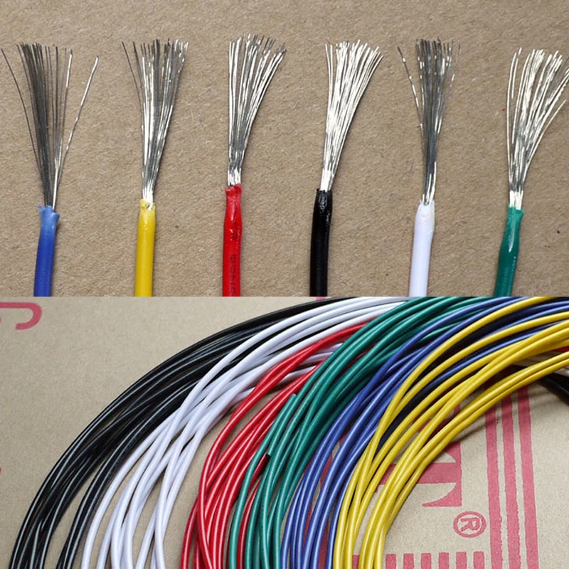 Silicone wire 20 22 24 26 28 30AWG Flexible Silicone Stranded electronic wire Tinned Copper line 6 color Mix package PCB Cable