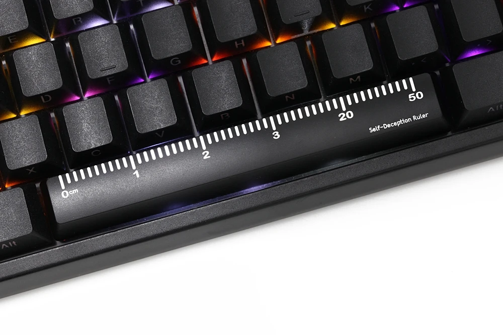 Novelty Shine Through Keycap ABS Etched Shine-Through Self Deception ruler black red spacebar backspace for keyboard