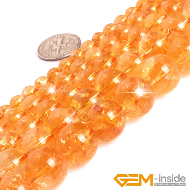 AAA Grade Round Genuine Yellow Citrines Stone Beads Strand 15\