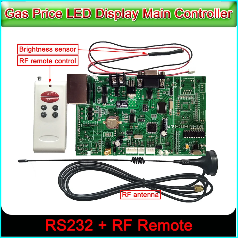 LED Sign Control Board, preço do petróleo do gás, 88:88 LED Screen, cartão de controle principal, RS232 e cartão de controle RF