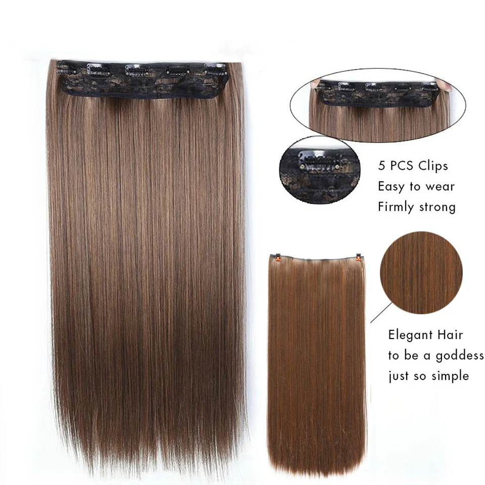 MUMUPI Longo Extensão Do Cabelo Com Clip Sintético, Natural Ondulado Hairpiece, Resistente Ao Calor, 24"