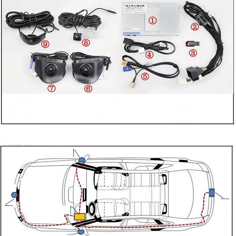 Car reversing image suitable for Mercedes-Benz W205 W213 X253 W222 W177 360 panoramic camera 3D reversing image driving recorder