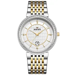 Nuovo orologio da uomo al quarzo Diamond Top doppio calendario orologio da uomo impermeabile lusso argento calendario orologi in acciaio Relogio Masculino