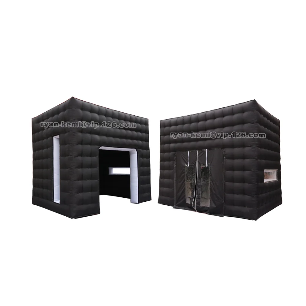 

4.5mwx3mlx3.75mh Black White Inflatable Cube Tent Outdoor Portable Events Room Shelter For Trade Show Display Party Photo Booth