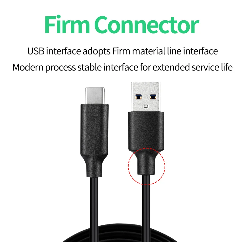 3A Type c Data Cable Black Wire USB 3.1 Fast Charging USB-C Charger Mobile Phone Cord 0.15m 0.2m 0.5m 1m 1.5m 2m 3m