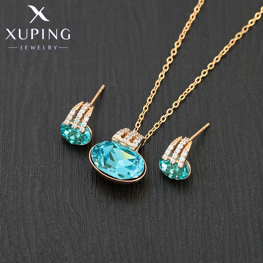 Xuping Jewelry Fashion Copper Alloy Elegant Earring Necklace Set Lovely Gold Color Charm Set for Women  Vocation Gift A00727623