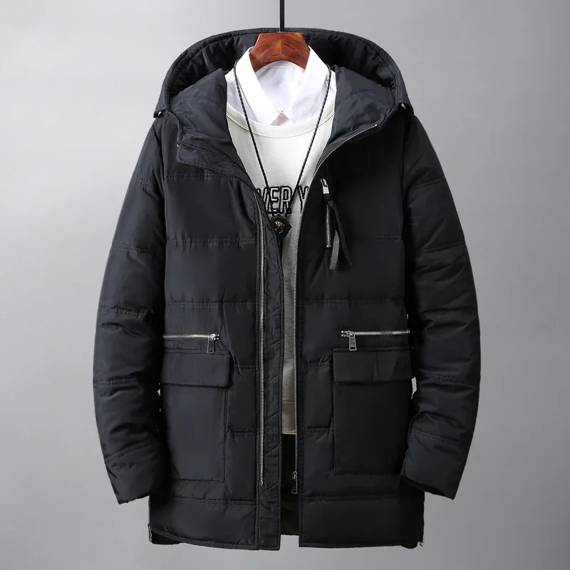 Winter Down Jacket Men White Duck Feather Filling Down Coat Hooded Outwear Plus Size High Quality Thick Warm Overcoat