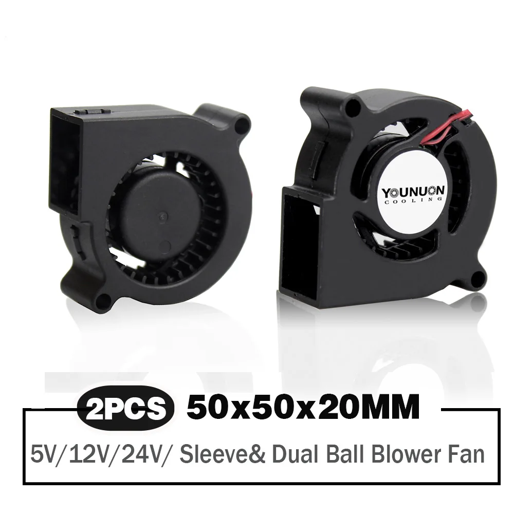 2 Pieces 50mm Blower Fan 5V 12V 24V 5020 Turbo Blower Fan 50x50x20mm Centrifugal Turbine Fan DC Brushless Cooling Fan