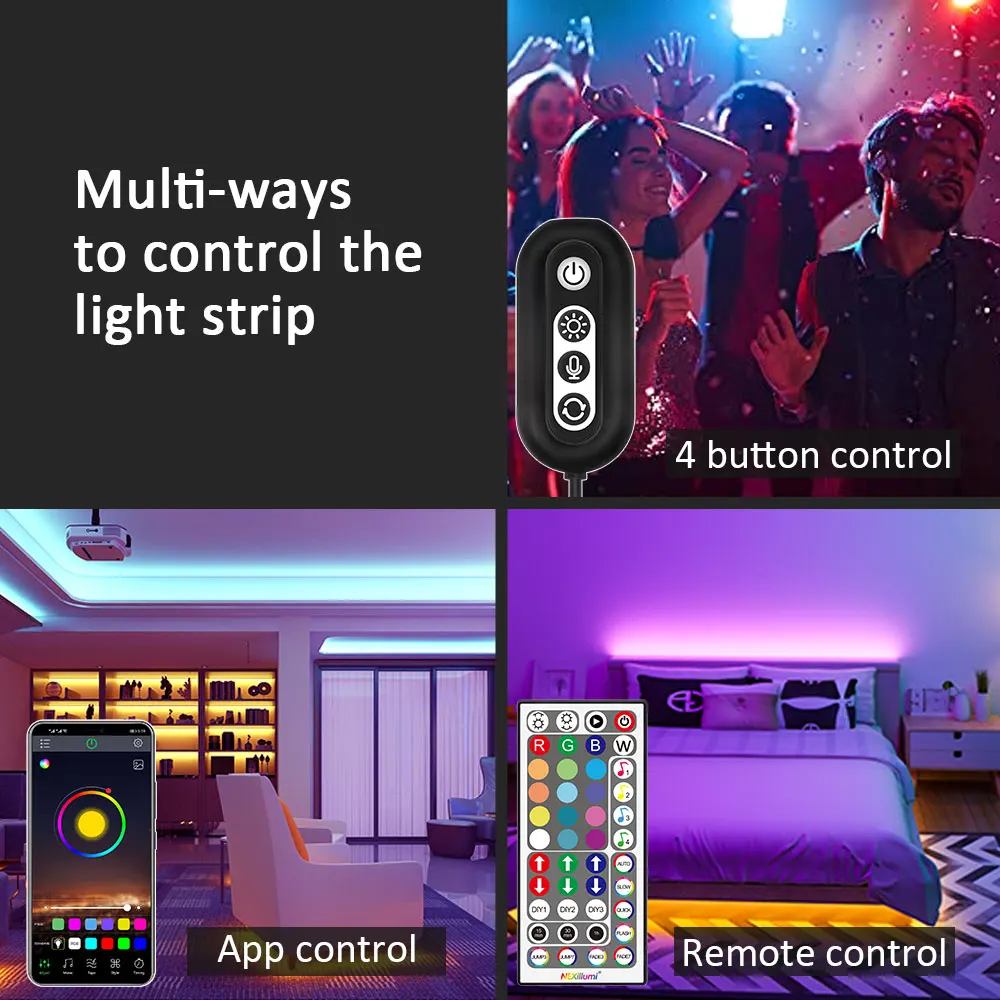 ColorRGB, LED Light Strip, Music Synchronized Color Changing RGB5050 ,Phone App Remote Control , LED Light Rope 6M 12M 15M