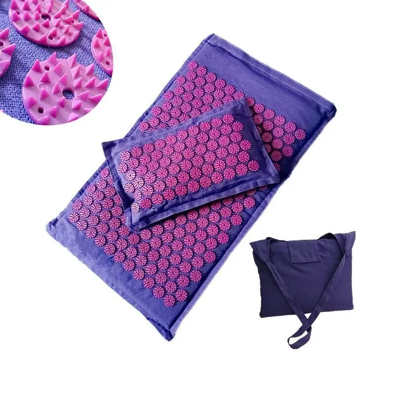 74cm Lotus Spike Acupressure Mat Massage Mat Yoga Mats Pillow with Bag Acupuncture Pillow