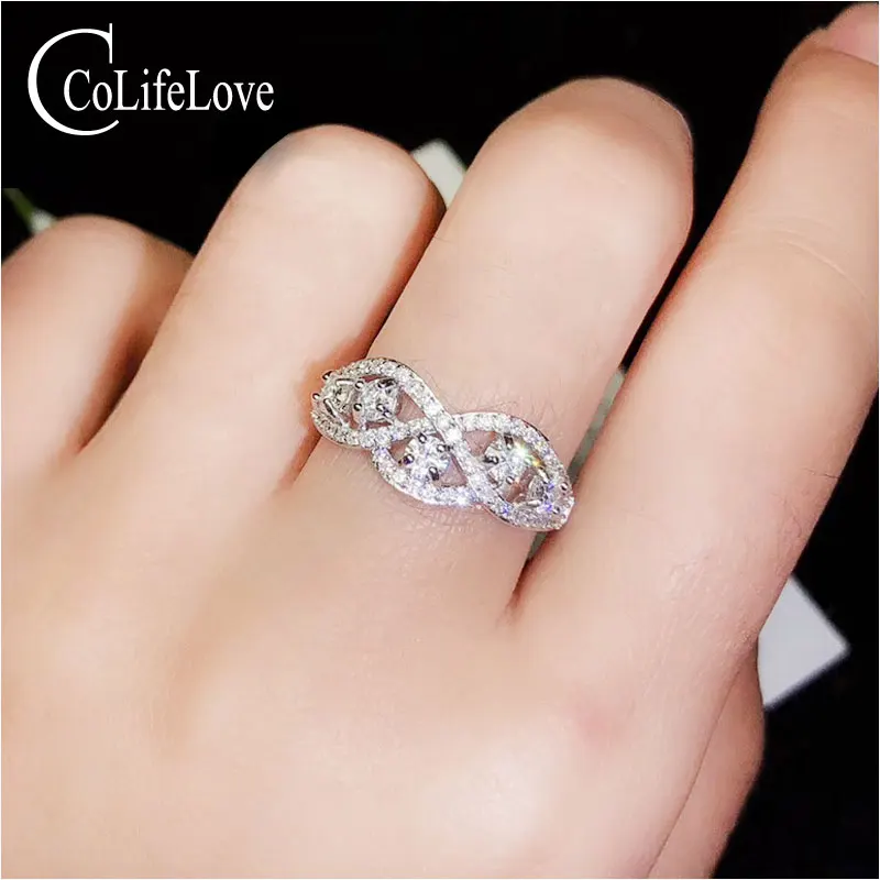 CoLife Jewelry 925 Silver Moissanite Ring for Party 5 Pieces Moissanite Ring Fashion Sterling Silver Moissanite Ring