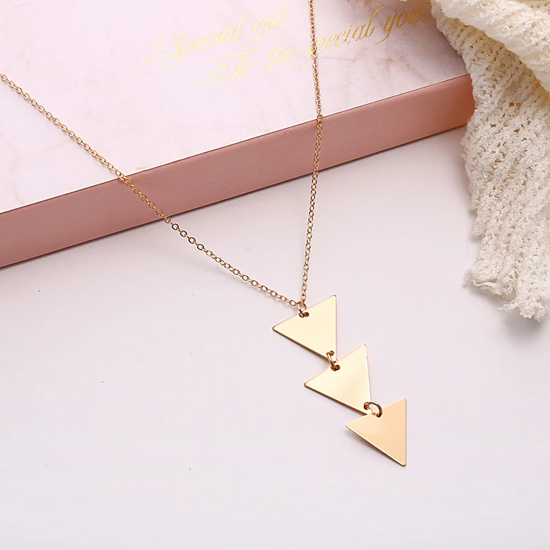 fashion necklace for women Long chain metal smooth triangle one piece Pendant Chains aesthetic Accessories neck Gift wholesale