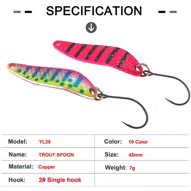 HISTOLURE  7g Metal Spoon Single Hook  Artificial Hard Bait 45mm Trout Spinner Sequins Fishing Lure Fishing Tackle