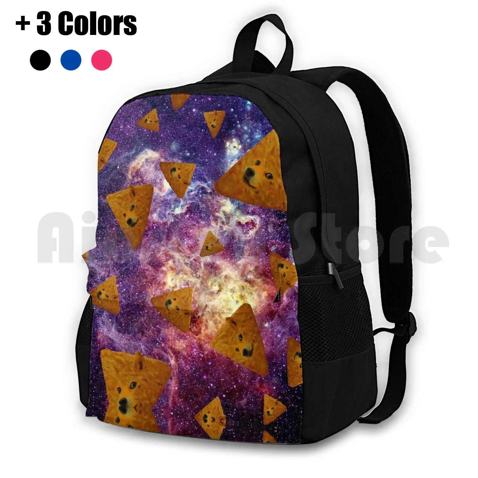 Doge no espaço ao ar livre caminhadas mochila equitação escalada saco de esportes doge dogeritos chips mlg 360 noscope quickscope violeta malva