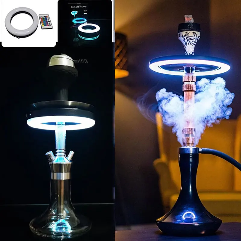 LED Hookah 6 Inch LED Ring Lamp Shisha Colorful Light Panel Remote For Smoking Narguile Accessories For Bar KTV Wedding Parties