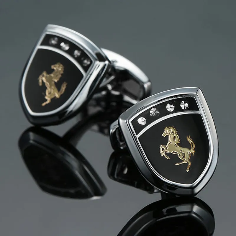 High quality horse Cufflinks new fashion jewelry car horse Cufflinks men's business shirt suit badge pin gift