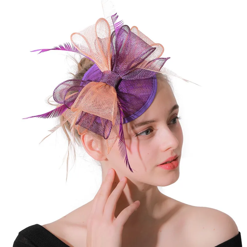 Nice Sinamay Wedding Fascinator Hat Headband Bride Women Elegant Fashion Headwear Millinery Formal Party Chapeau Cap Hair Clip