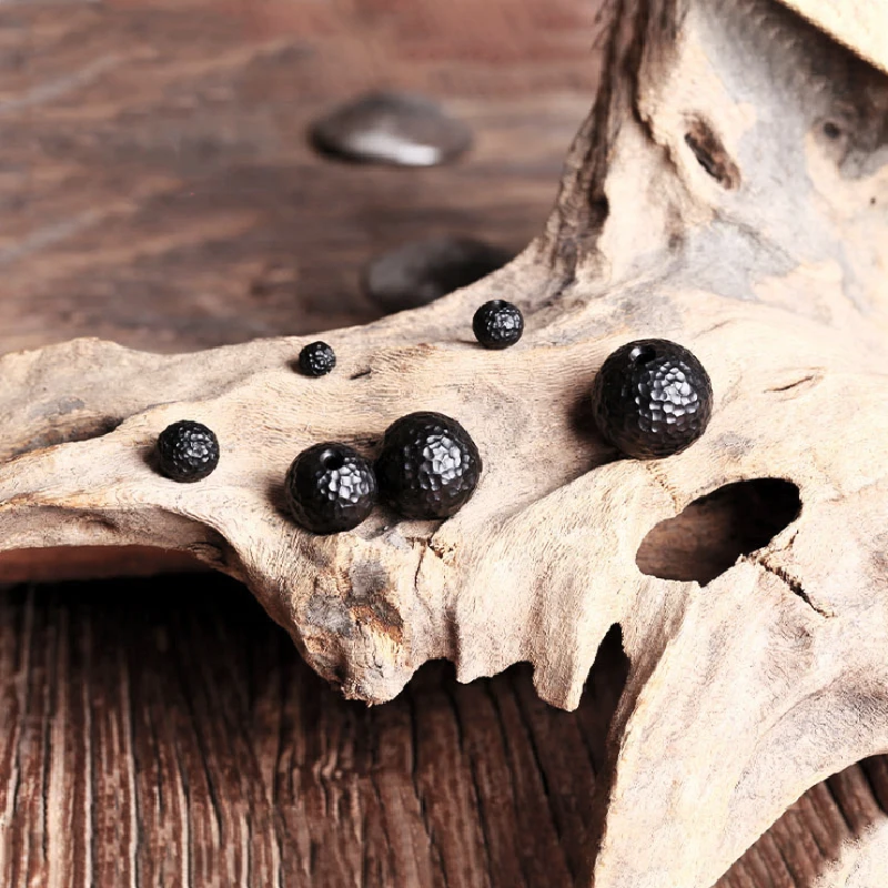 WD-008 10PCS Ebony Meteorite Imitation 6mm 8mm 10mm Wooden Beads For Jewelry Making,Carve The Concave Hole By Hand Wood Beads