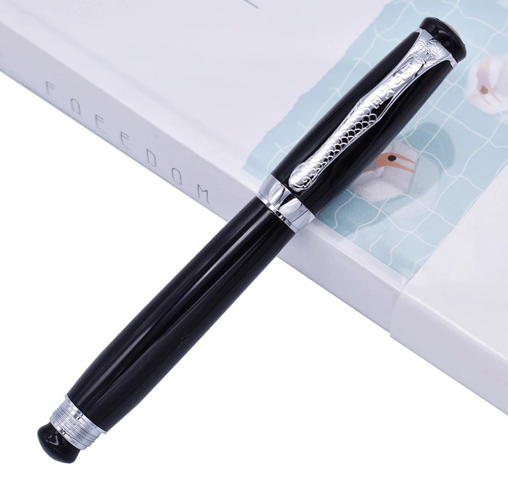 Duke Tutor Classic Fountain Pen , Black Barrel and White Pearl on Top , Ideal for Business Office Home or Gift