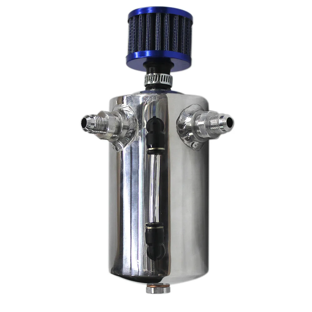 SPSLD Car Styling Universal Oil Catch Tank with Air Filtration Reservoir Engine Fuel Seperator Can Aluminum 500ml AN6