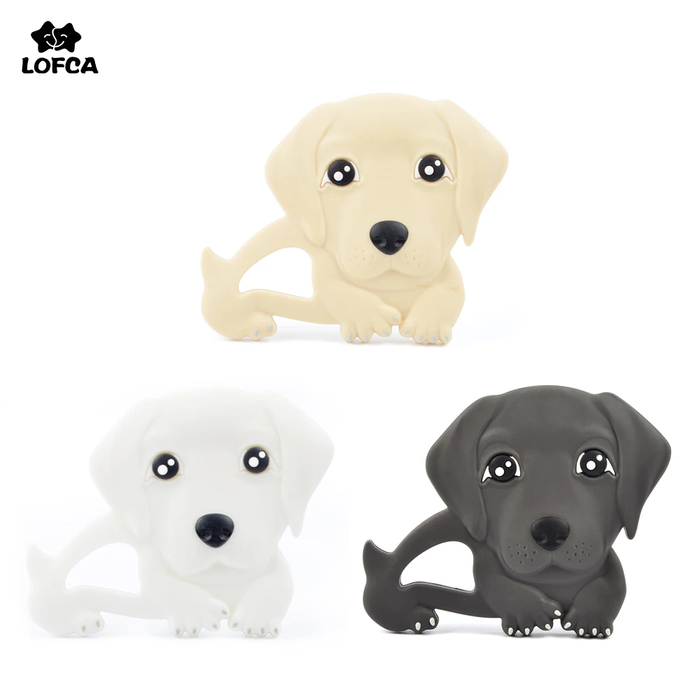 

LOFCA Silicone Teether Labrador Baby Teething Toy Baby BPA Free Food Grade Silicone Teether Dog Pendant infant Chew Teething Toy