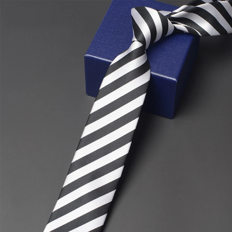 

New Arrivals High Quality 6CM Wide Slim Tie For Men Business Work Necktie Fashion Formal Zipper Neck Tie With Gift Box