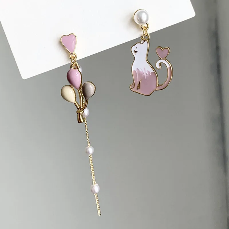Chinese Style Folding Fan Crane Carp Lotus Asymmetrical Long Tassel Dangle National Style Earrings for Women Jewelry Gift