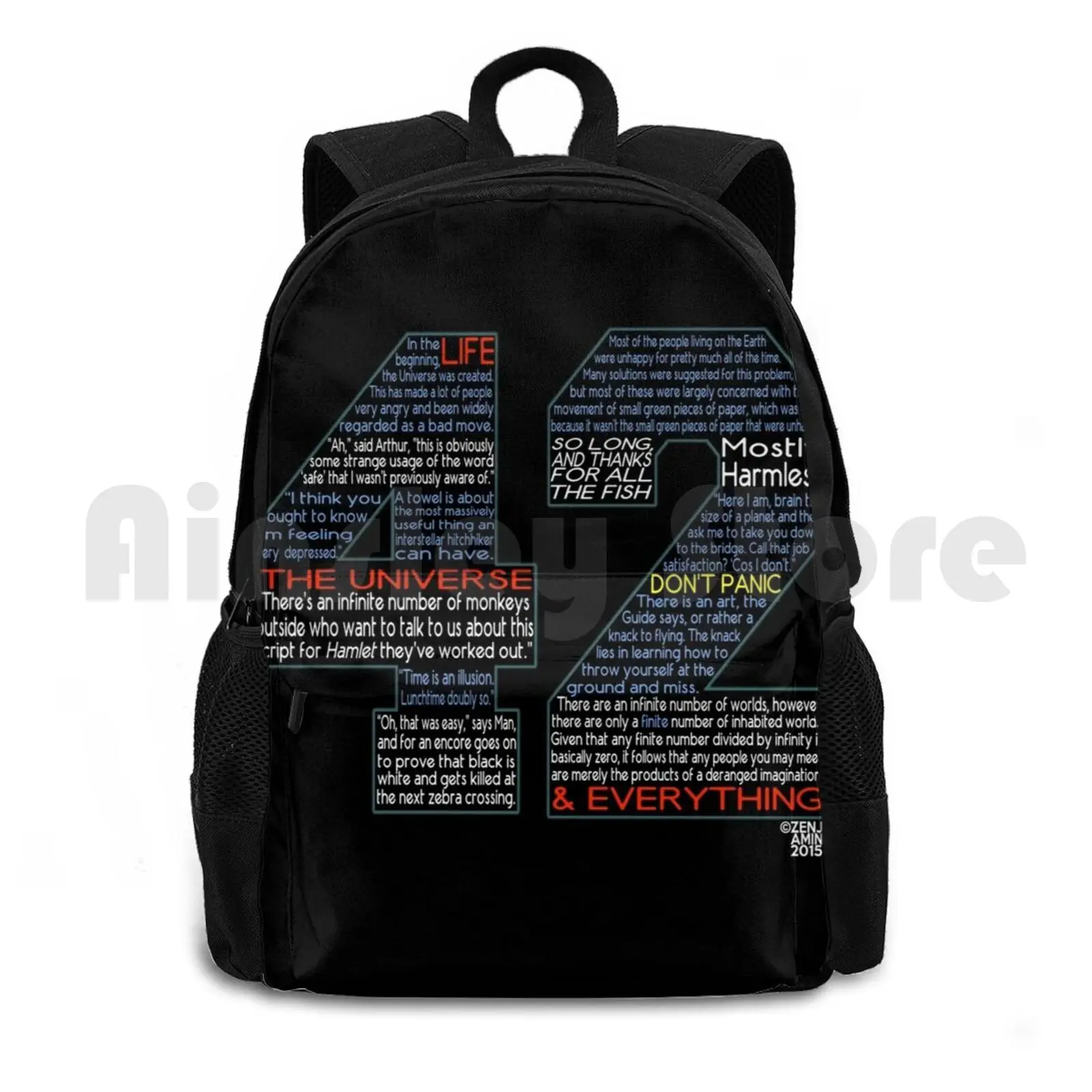 Hitchhiker's Guide 42 Quotes Outdoor Hiking Backpack Riding Climbing Sports Bag Tv Hitchhikers Guide Douglas Adams Sci Fi