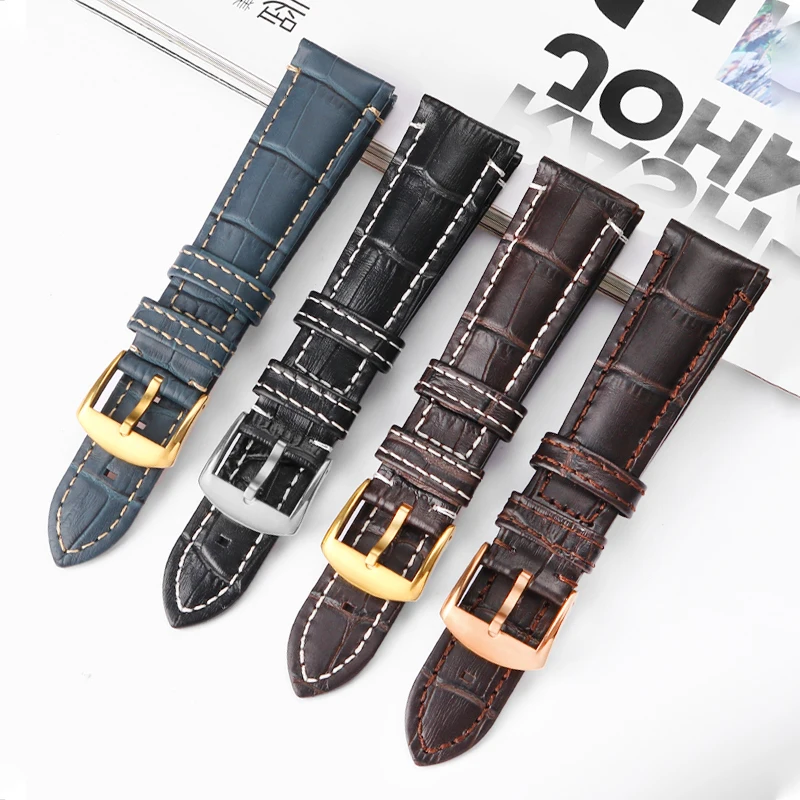 For Armani Watch AR1862 Watchband Men's Genuine Leather Cowhide Strap 22x18mm Blue1892 1947 1861 1979 Crocodile Texture Bracelet