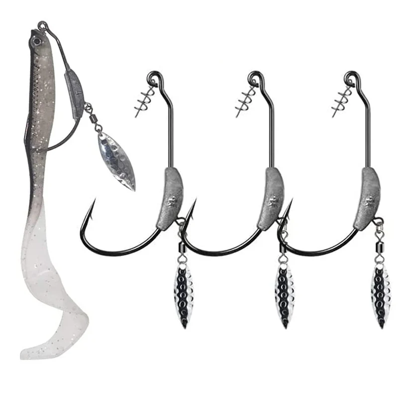 

3pcs/lot Weighted Underspin Swimbait Hook 2g-9g Twistlock Weighted Crank Hooks with Willow Leaf For Soft Fishing Lures