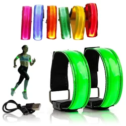 USB Charging Armband LED Luminous Night Running Adjustable Safety Reflective Belt Outdoor Cycling Night Signal Colors