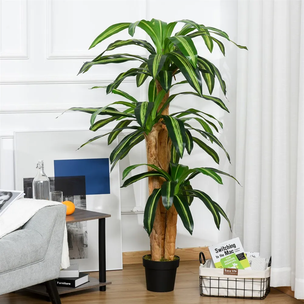 Outsunny Artificial Dracaena 160 cm with pot 66 leaves Moss Ø 20x160 cm Green