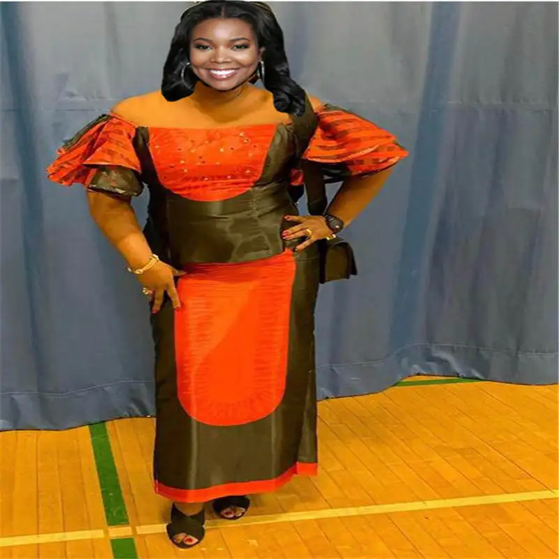 

Satin Organza fabric soft silk fabric african material ankara prints high quality for women dress 3+3 yards ! L121309