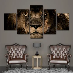 Modular Pictures 5 panels King Lion Animal Wall Art Canvas Painting Picture Home Decoration For Living Room Print Paintings