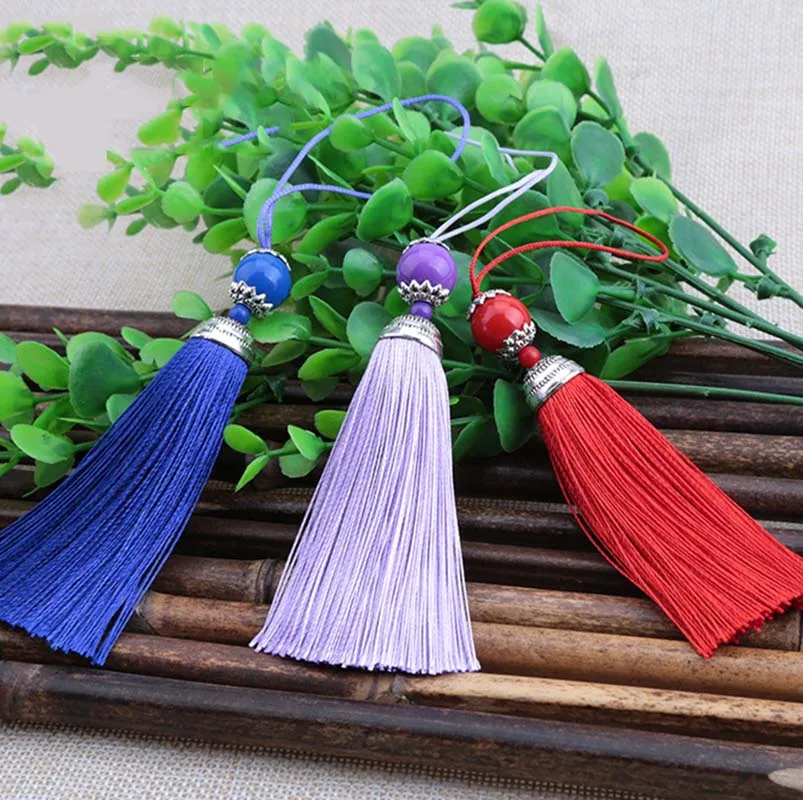 Silk with Beads Pendant, Tassel Fringe, Sling Decor, Tassels Trim for Wedding Decor, Curtains, Home Sewing, Jewelry Accessories