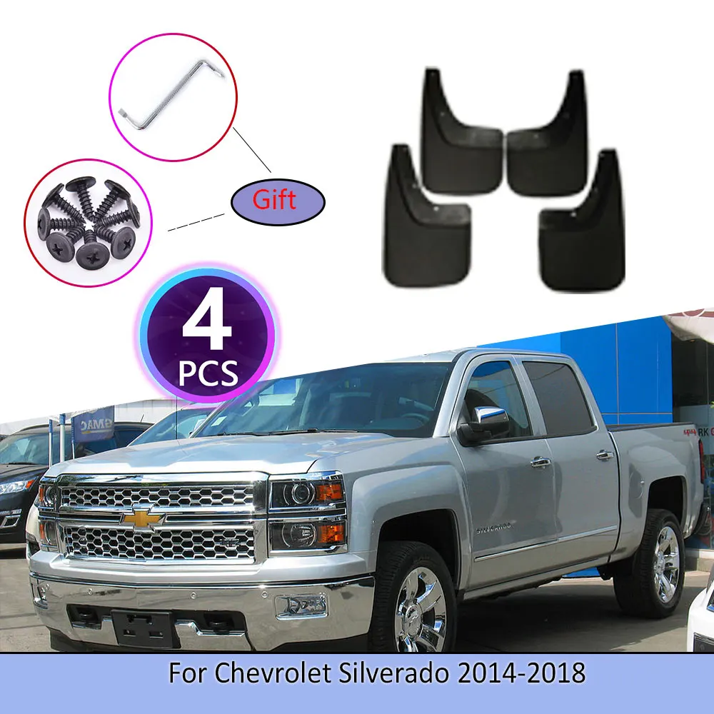 

4PCS Car Mudguards For Chevrolet Silverado 2014~2018 GMC Sierra Screw Cladding Splash Flaps Mudflap Wheel Flap Accessories 2015