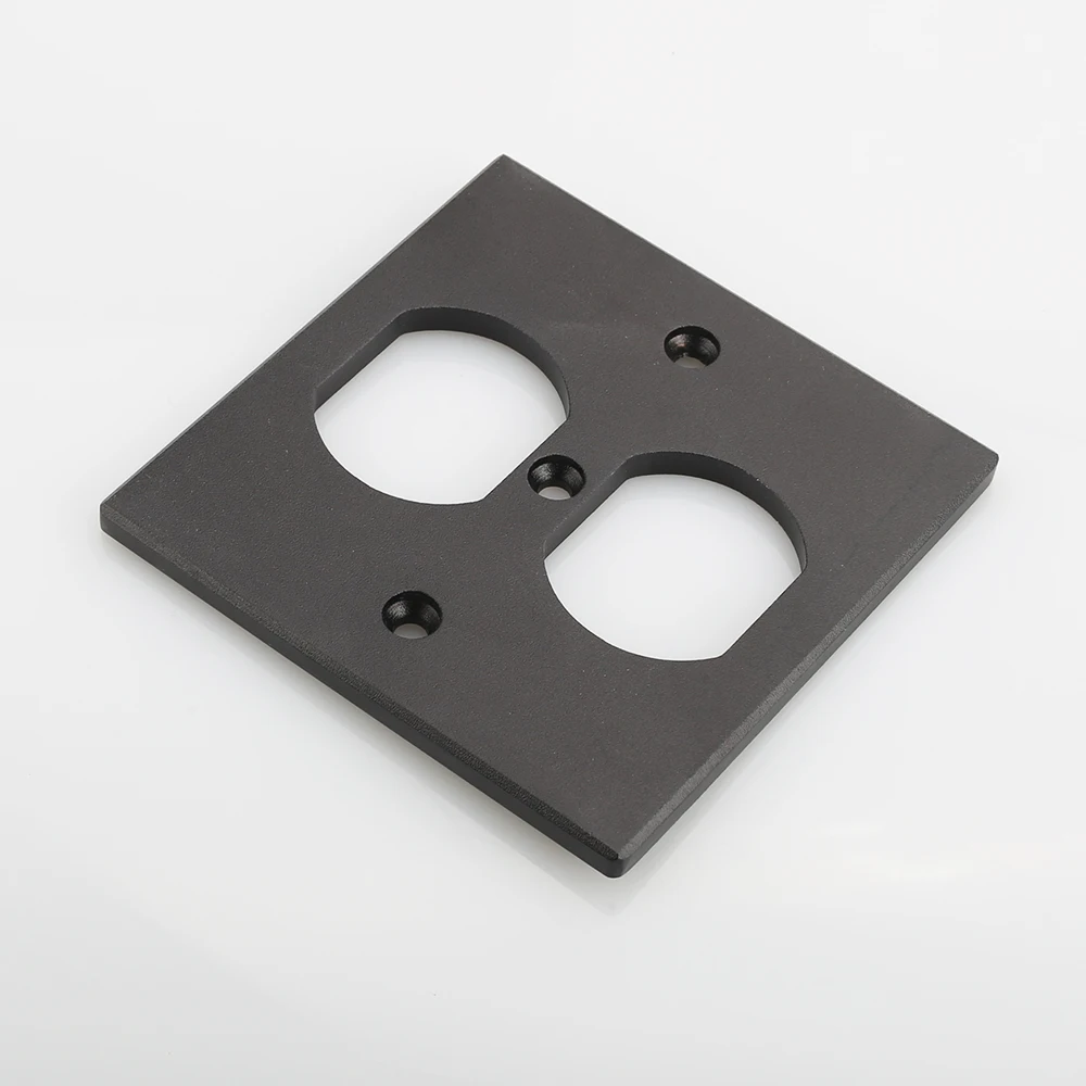 1x US AC Power Duple RECEPTACLE ฝาครอบ Outlet ผนังแผ่นแผง 8.5X8.5 ซม.สีดำ