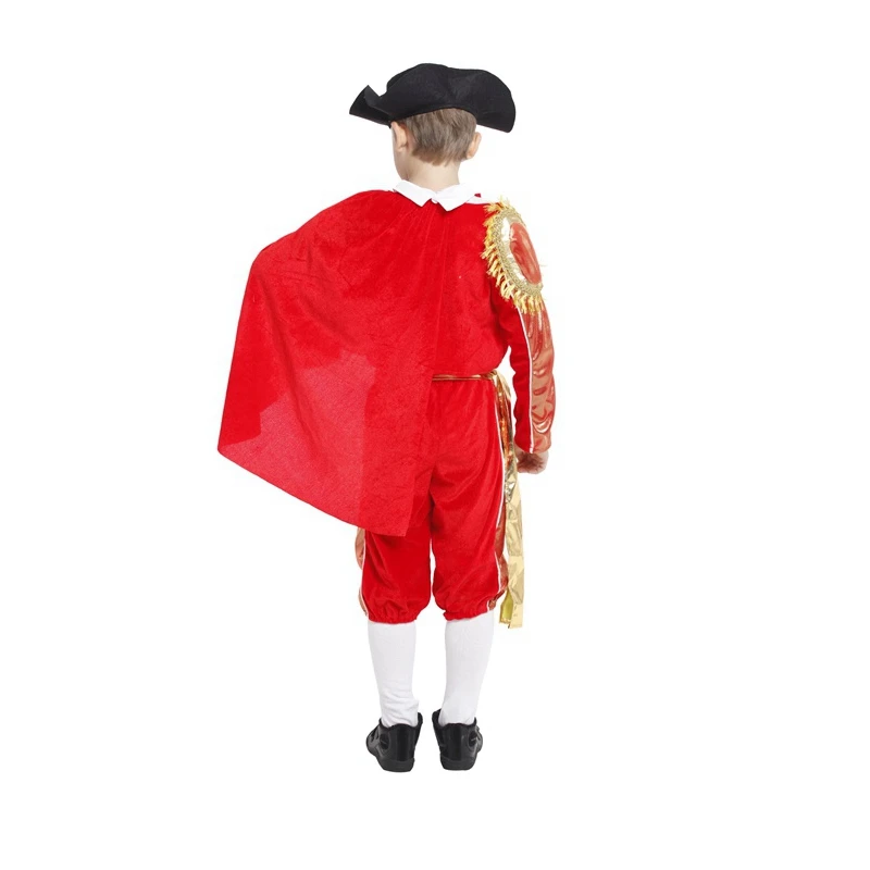 Kids Child Red Brilliant Spanish Matador Costume Bullfighter Cosplay for Boys Halloween Carnival Party Costumes