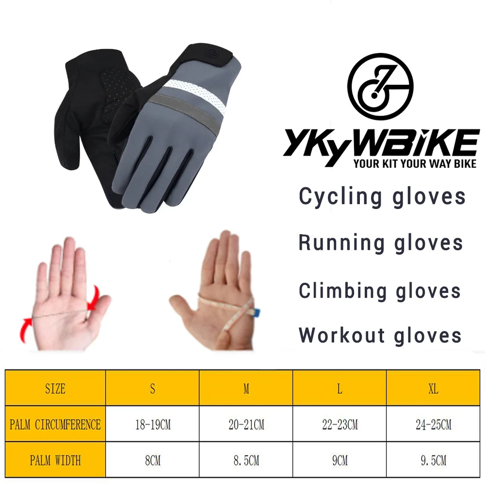 Ykywbike Winter Cycling Gloves Bicycle Gloves Windproof Waterproof Thermal Warm Fleece Mtb Gloves Long Distance Cycling Gloves