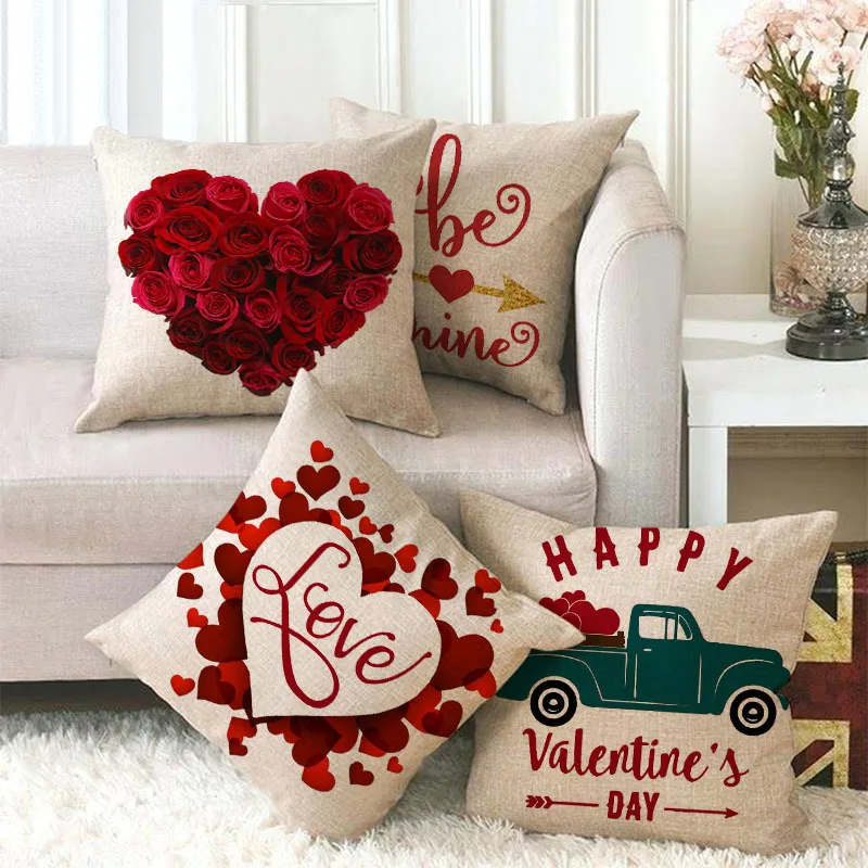 

Love Cushion Cover Valentine's Day Decoration Pillowcase Home Cushion Cover Linen Cushion Cover Love Cushion Cover 45 * 45cm