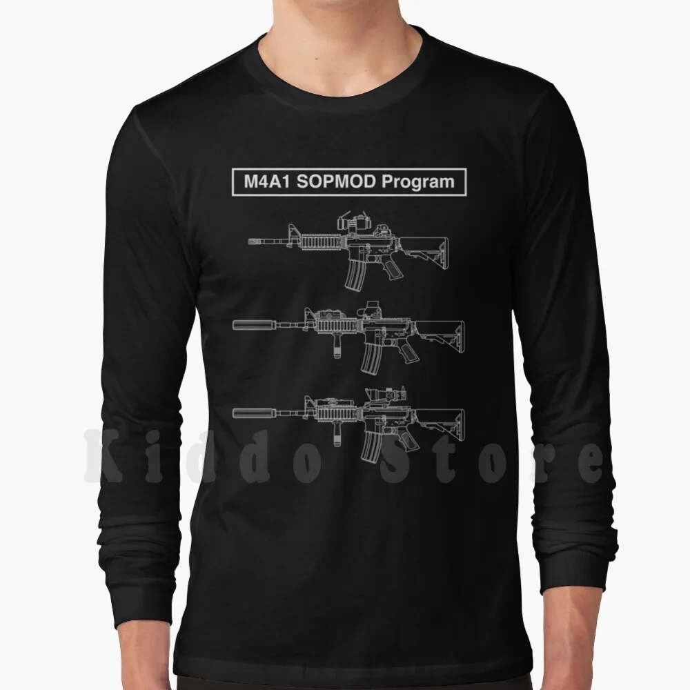 

M4a1 Sopmod History Shirt Hoodies Long Sleeve Mortal Kombat 18 Mark Block Military Service Rifle Clone Clones