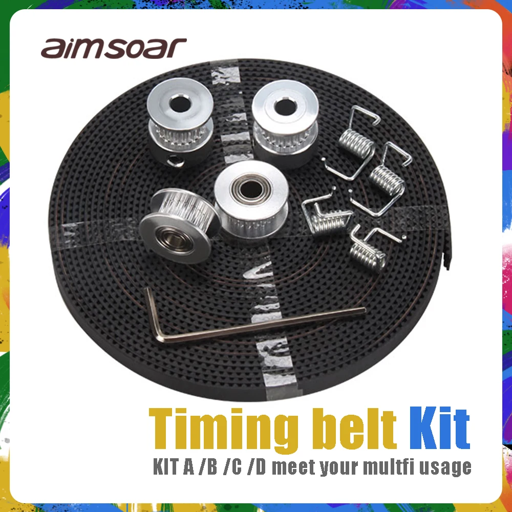 

GT2 Open Timing Belt 2GT 20tooth bandwidth 6mm Pulley Allen wrench Torsion Springs Pulley Set for 3d printer tool