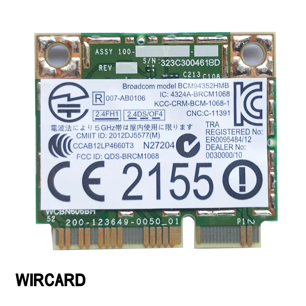 BCM94352HMB DW1550 BCM94352 802,11/ac 867 Мбит/с wifi mini PCI-E беспроводная карта с BT4.0