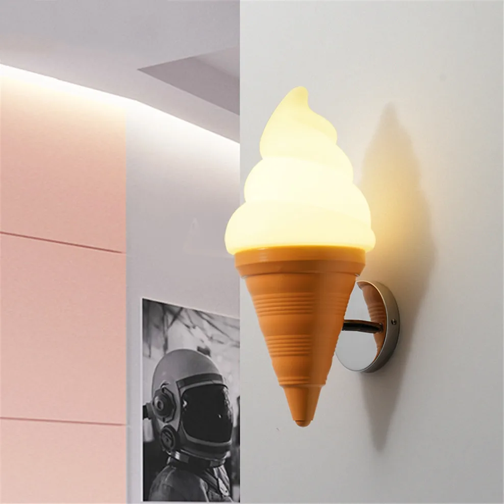 Imagem -06 - Creative Ice Cream Lâmpada de Parede para Quarto Infantil Sobremesa Loja Luzes de Cabeceira Art Deco Corredor Corredor Luminária Led E27 Dropshipping