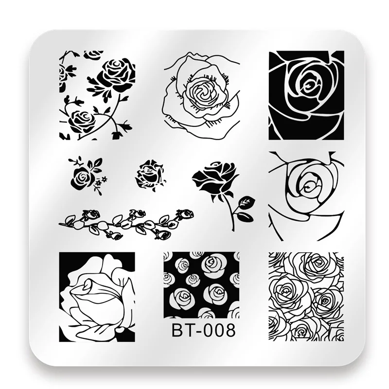 Fiori fai-da-te Pizzo Nail Art Stamping Piatti Set Tropicale Francese Stampa a temperatura Stencil Manicure Art Templates Strumento per unghie